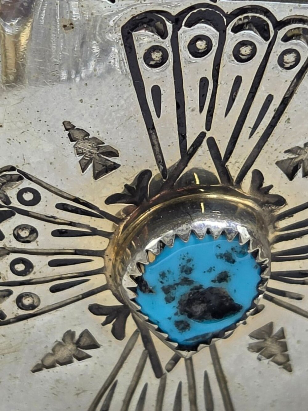 Vtg Navajo Sterling Silver Untreated Turquoise Ketoh Leather Bow Guard Cuff 40g - Picture 16 of 16